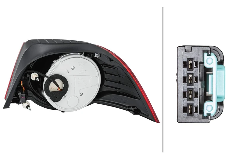 HELLA 2VA 009 246-131 Rearlight - LED - Crystal clear/Red - Outer section - ECE - left