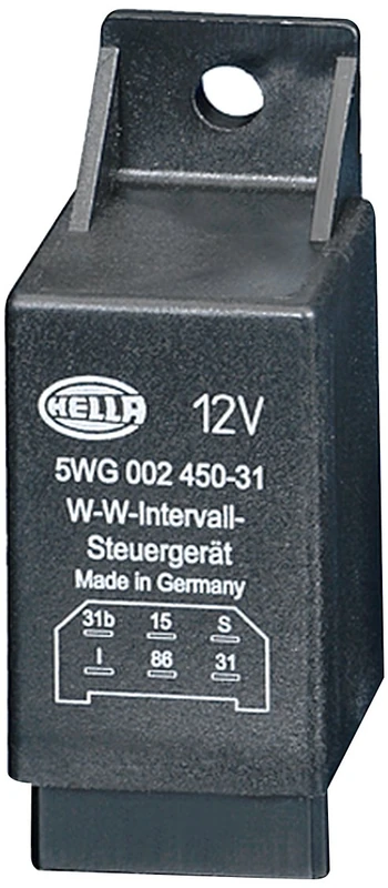 HELLA 5WG 002 450-311 Relay, wipe-/wash interval - 12V - 6-pin connector - with holder - Image 1