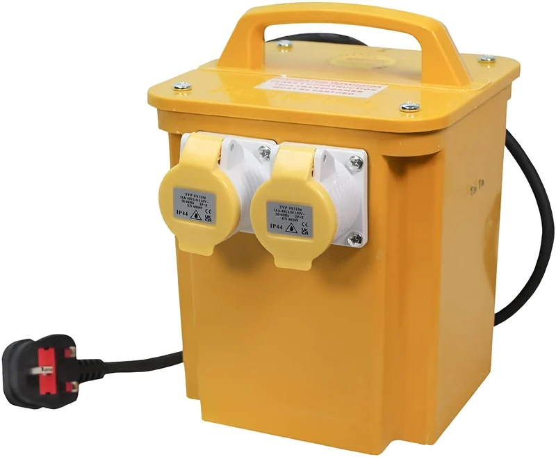 Faithfull Site Transformer - 3.3 kVA, 110V, 16A, 240V Input, Twin Outlet (2 socket) Heavy-Duty Waterproof IP44 Case with Thermal Overload Protection, Power Supply for Industrial Tools