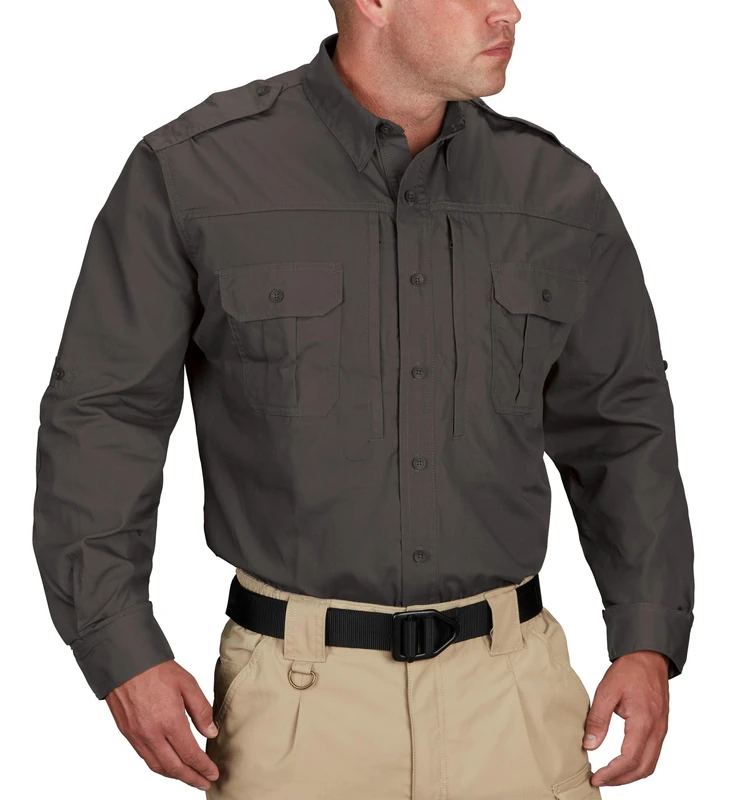 Propper Men's Poplin Propper Men s Long Sleeve Tactical Shirt, Charcoal, 3XL Tall UK