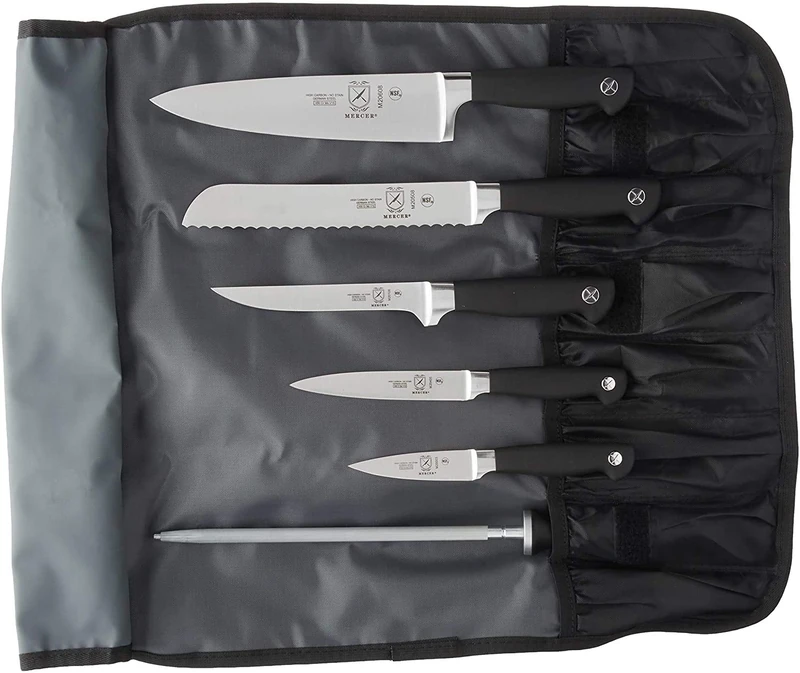 Mercer Culinary M21800 Genesis 7-Piece Forged Knife Roll Set, Stainless Steel, 40x15x7 cm, Silver