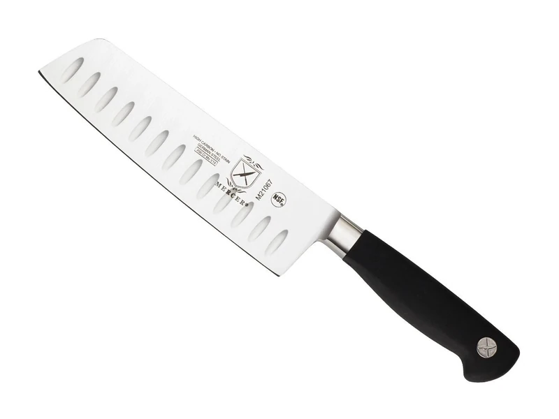 Mercer Culinary Genesis Nakiri Granton Edge Knife, 7-Inch , M21067 , 38x10x3 cm, Black