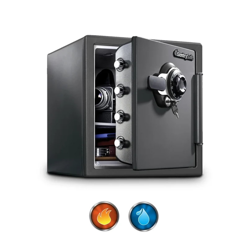 SentrySafe Fireproof and Waterproof Steel Home Safe with Dial Combination Lock, Secure Documents, Jewelry and Valuables with Bolt Down Kit, 34.8 Litres, 17.8 x 16.3 x 19.3 Inches, SFW123DSB