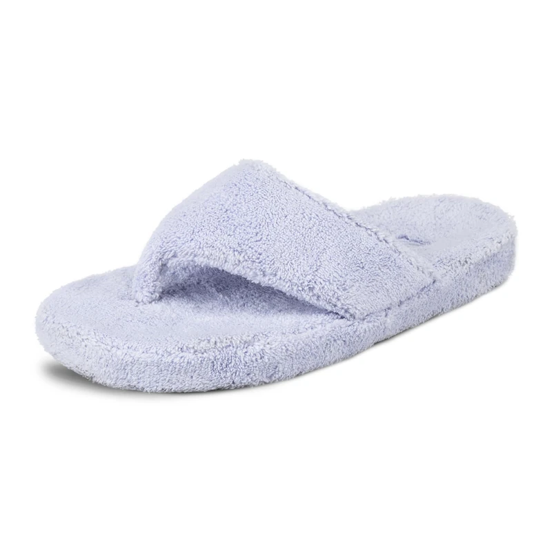 Acorn Women's Spa Thong Slippers with Cloud Contour Comfort - Arch Support and Plush Fluffy Terry Lining, Perfect for Beach, Camping, Poolside, or Bathroom Wear, Periwinkle, 11-12