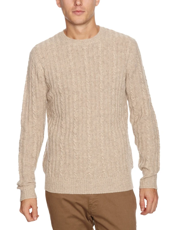 Wrangler Crew Knit Men's Jumper Beige XX-Large - Image 1