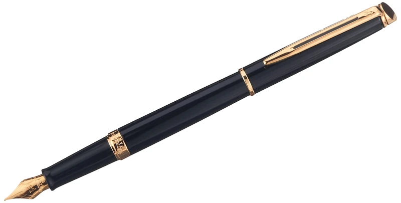 Waterman Hémisphère Fountain Pen | Gloss Black with 23k Gold Trim | Fine Nib | Blue Ink | Gift Box