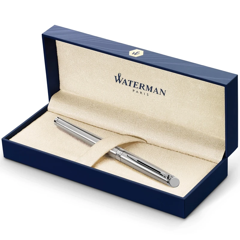 Waterman Hémisphère Fountain Pen | Stainless Steel with Chrome Trim | Fine Nib | Blue Ink | Gift Box