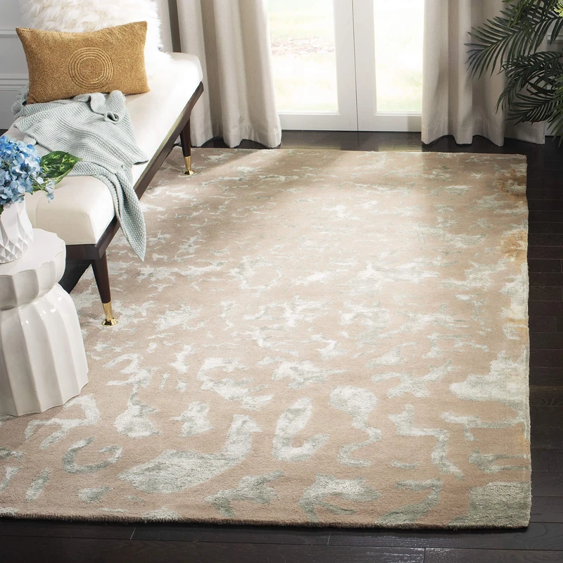 Safavieh Contemporary Indoor Hand Tufted Rectangle Area Rug, Soho Collection, SOH525, in Taupe / Light Blue, 183 X 274 cm for Living Room, Bedroom or Any Indoor Space