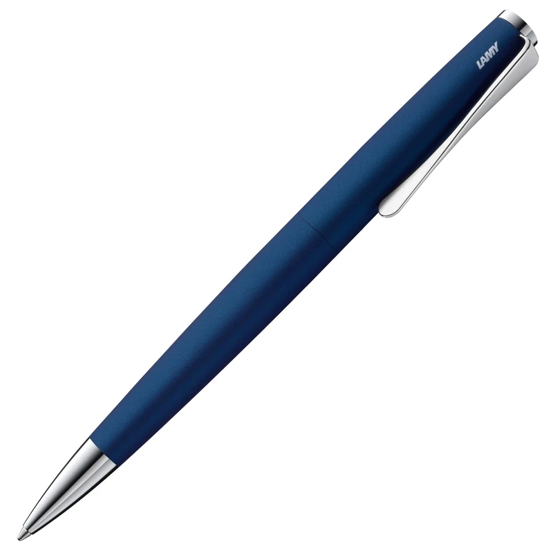 Lamy studio imperialblue - ballpoint pen in elegant stainless steel casing - with propeller-shaped clip - incl. giant refill M 16 in line width M in black