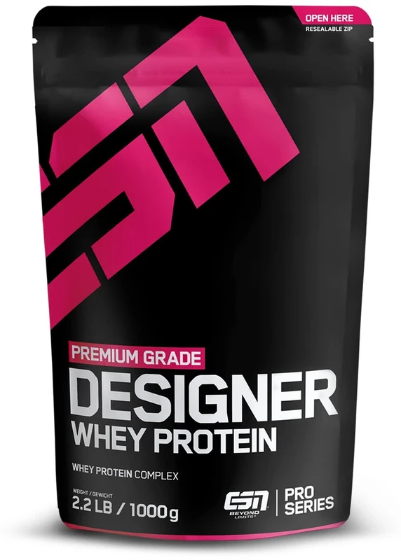 ESN Whey Protein Powder, Designer Strawberry Protein Powder, 1000g, 33 Servings with up to 23g Protein per Serving, Vegetarian