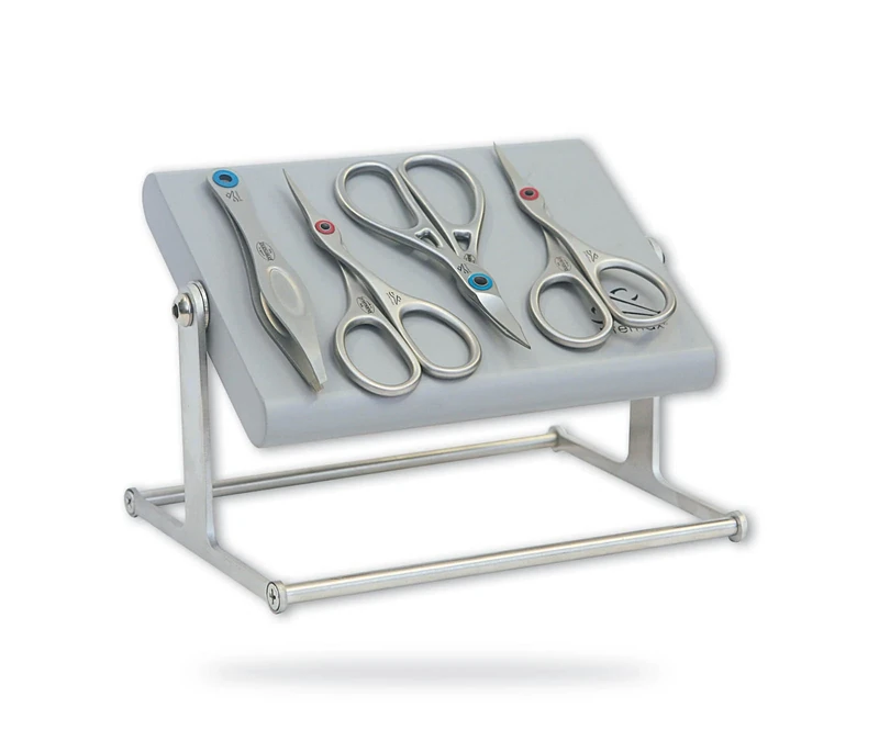 Ringlock 4 Piece Stainless Steel Family Bathroom Set (Special Magnetic Revolving Stand/Case Manicure Scissors/Tweezers for Men/Nail and Cuticle Scissors for Ladies) - Image 1