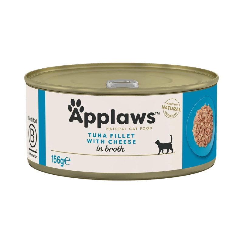 Applaws 100% Natural Wet Cat Food Tuna with Cheese Tin, 156g (Pack of 24)