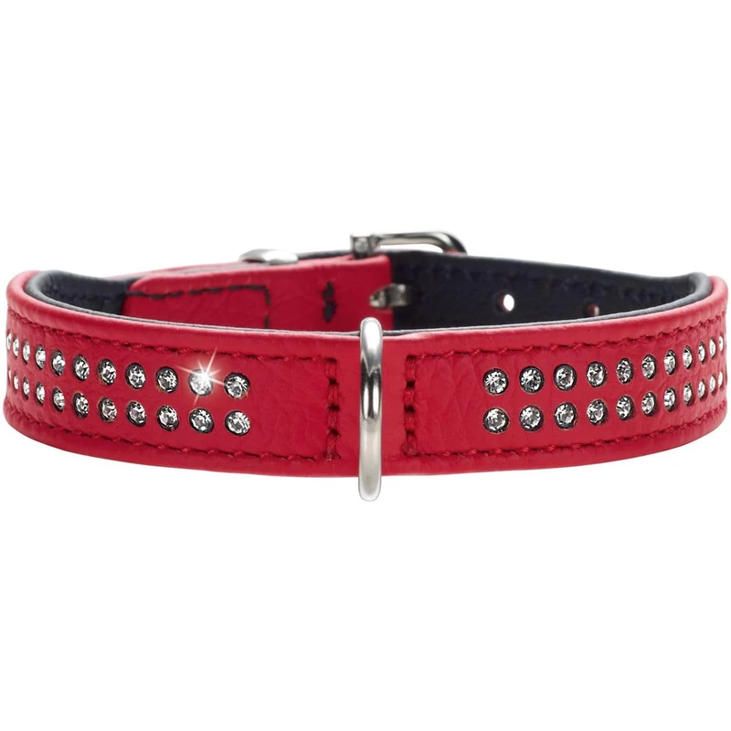 HUNTER Diamond Petit Nickel-Plated Collar, 27/20 x 24 cm, X-Small, Nappa Red/Black - Image 1