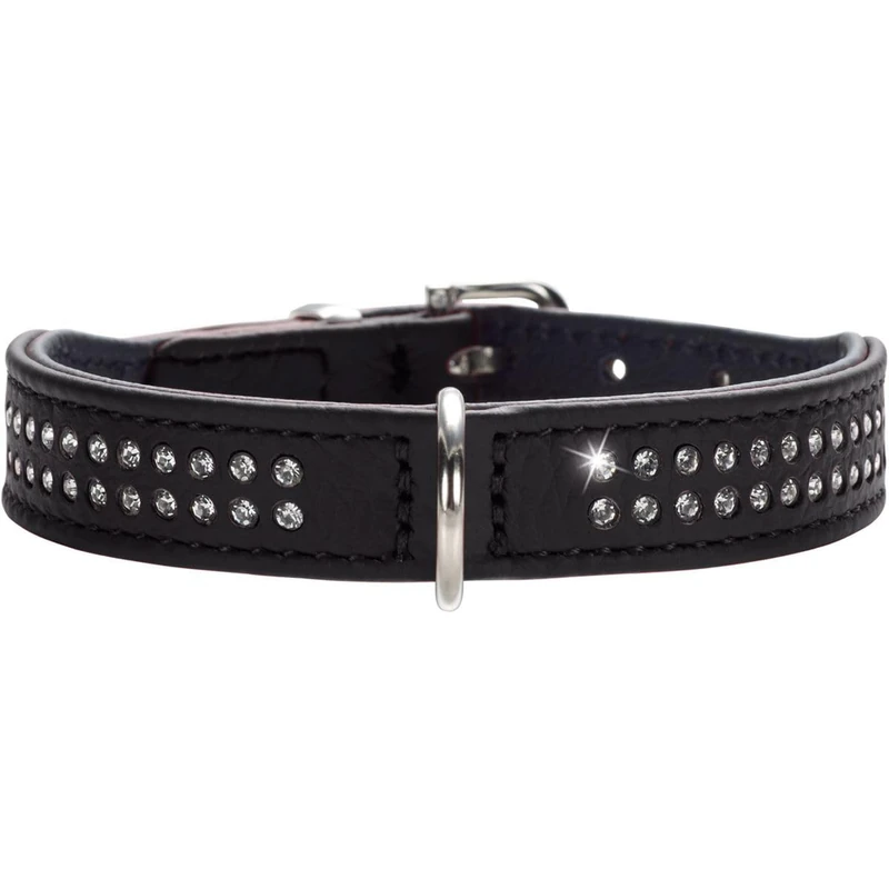 HUNTER Diamond Petit Nickel-Plated Collar, 30/23 x 27 cm, Small, Nappa Black/Black