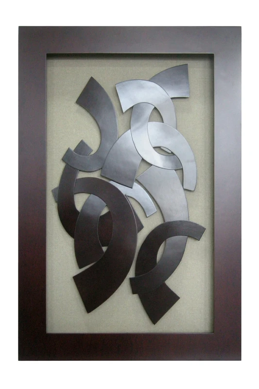 Premier Housewares 80 x 120 x 6 cm Multi Curve Wall Art with Brown Frame