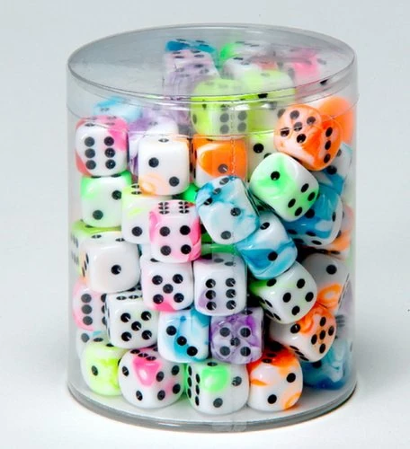 Weible Spiele 05150 – Acrylic Cube, Flashy Tin, 16 mm Pack of 100