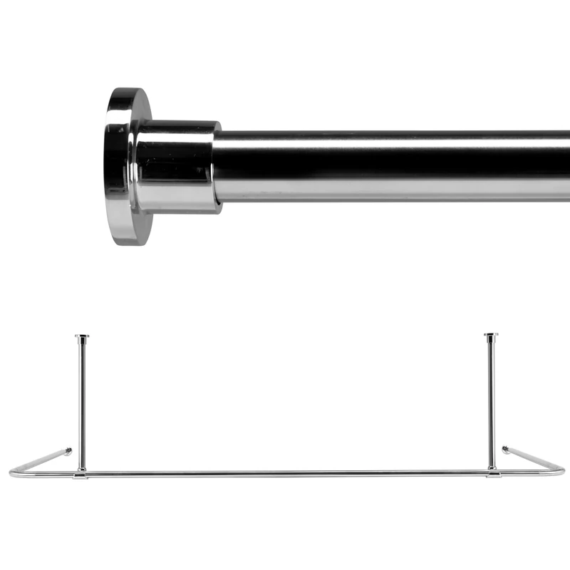 Croydex Premium Stainless Steel Ceiling Support C-Shaped Shower Rod, 200 x 100 cm