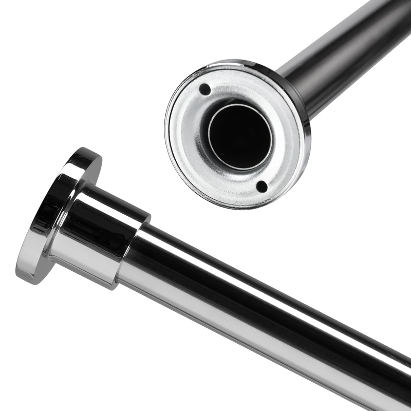 Croydex Premium Shower Curtain Pole with Classic Round Wall Brackets, Stainless Steel Shower Curtain Rail, Maximum Length 2000mm, 25mm Diameter Shower Pole, Chrome Plated