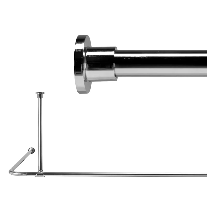 Croydex Premium Stainless Steel Ceiling Support L-Shaped Shower Rod, 200 x 100 cm