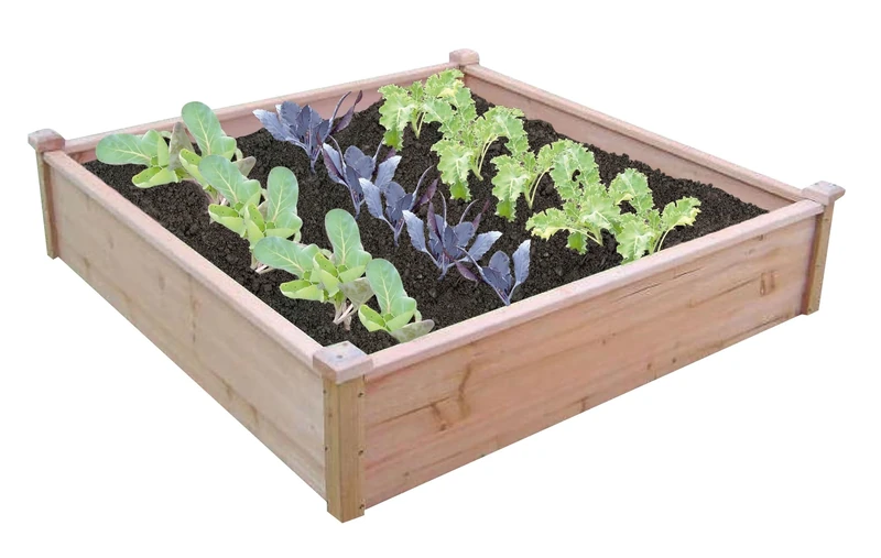Spear & Jackson RAISEDBED2 Timber Raised Bed Kit for Plants, Vegetable Patch, Flower Bed - Weather Resistant, Tantalised Wood (1250 x 1250 x 180)