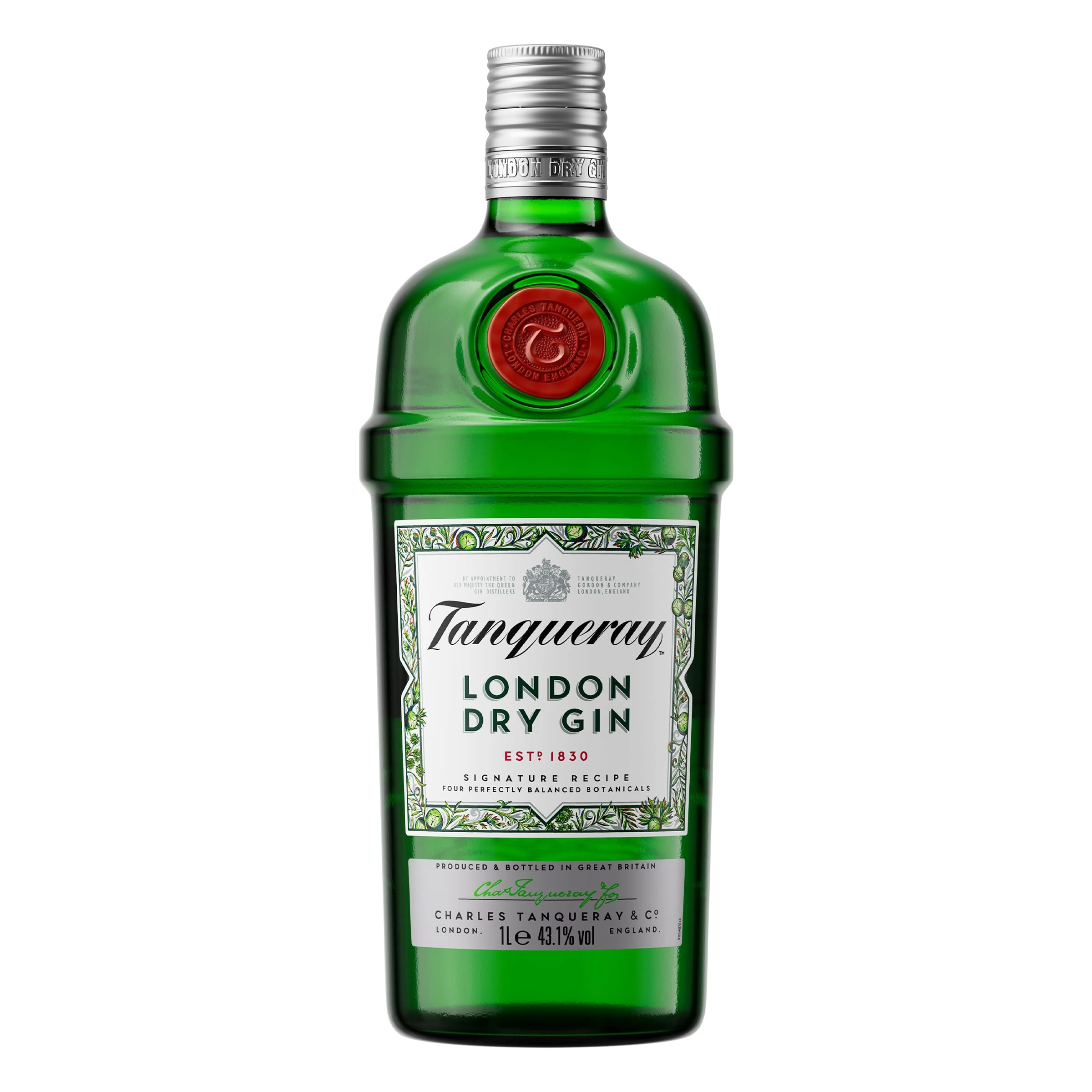 Tanqueray London Dry Gin | 41.3% vol | 1L | Award-Winning Premium Gin| Made with 4 Botanicals | Enjoy in a Glass with Ice & Tonic | Distilled 4 Times