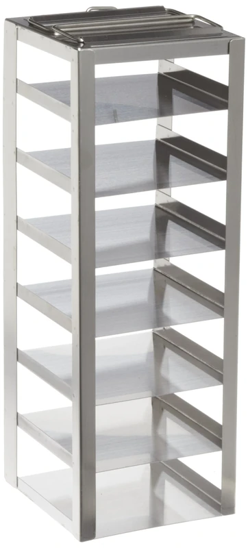Heathrow Scientific HD2862AB Stainless Steel Vertical 7 Compartment Freezer Rack for 53mm Tall Boxes