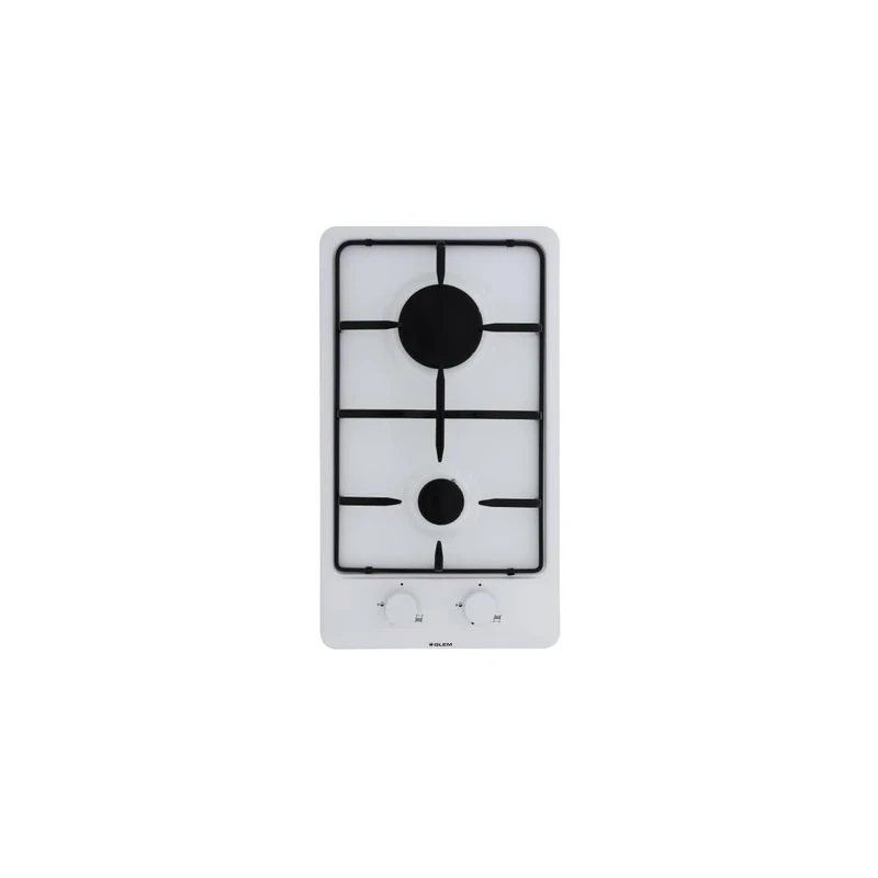 Glem gt32wh White Built-in Gas Hob – Plate (Built-in, Gas, Enamel, White, Rotary, Top Front)