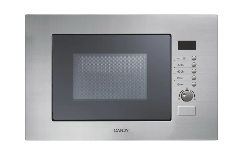 Candy MIC20GDFX Built-in microwave oven with quartz grill, 20 litres, 800 W, 8 power levels, defrost function, 34.3 x 59.5 x 38.8 centimeters, stainless steel [Energy Class A]