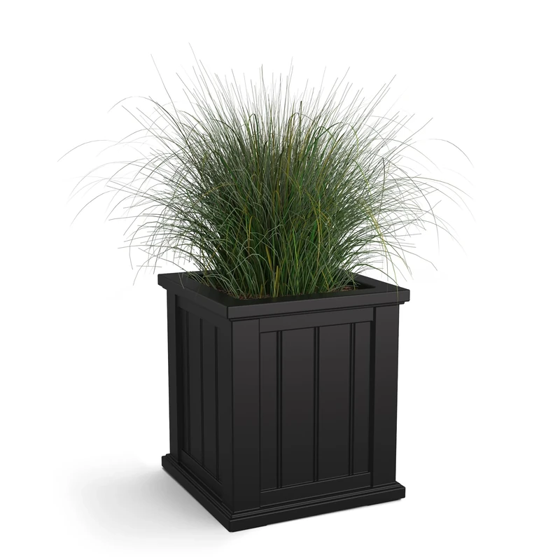 Mayne Planter, High Density (HDPE) Polyethylene (PE) Plastic Resin, Black, 16"