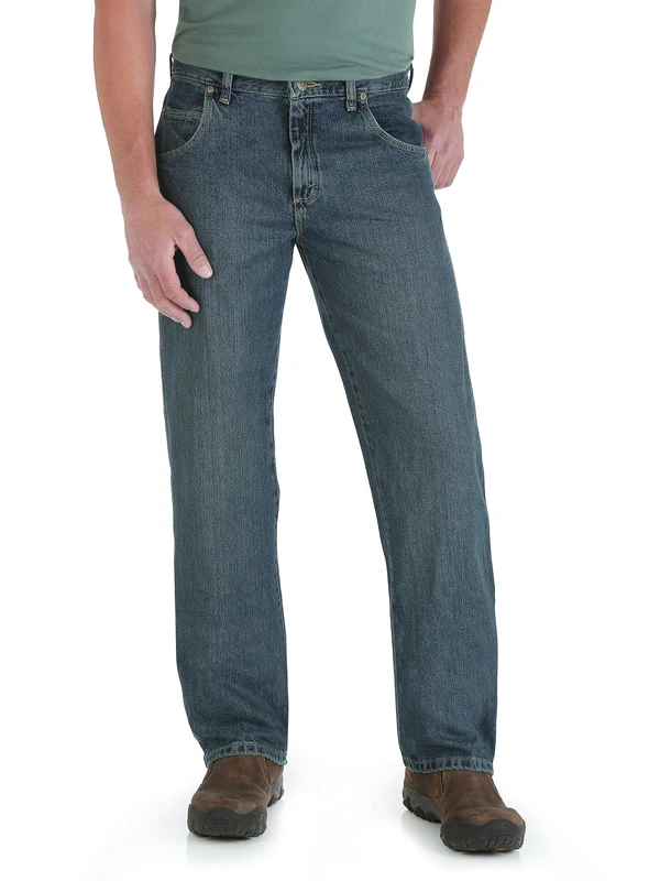 Wrangler Men's Big Rugged Wear Relaxed Straight-Fit Jean Jean, Mediterranean, 52W x 34L