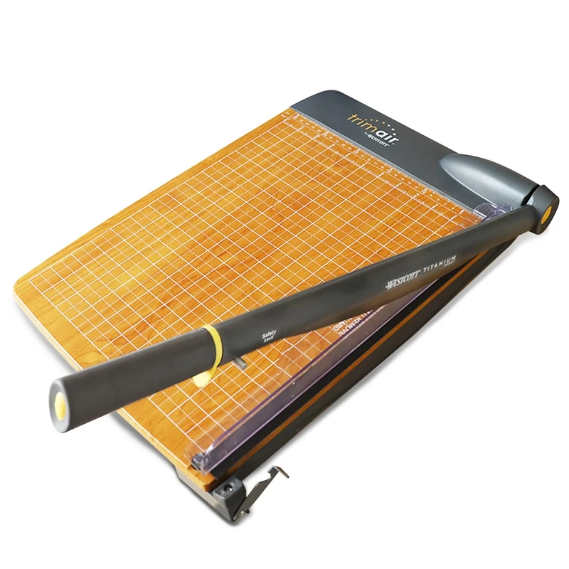 Westcott TrimAir Paper Trimmer 15’ (38 cm) | Premium Cutting Machine with Wooden core and Titanium-Coated Blade | Guillotine Cutter incl. Grid & Measuring Scales for up to 30 Sheets | 15107