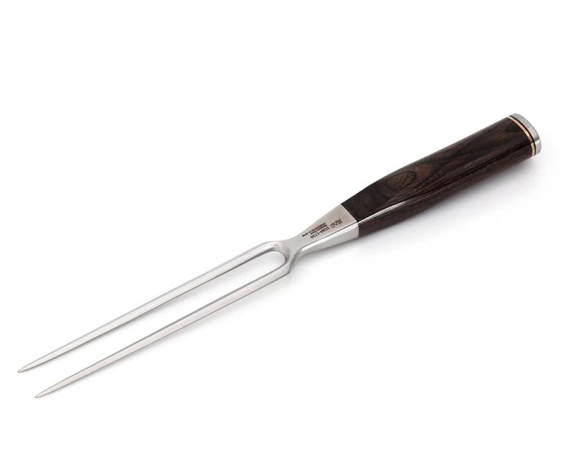 KAI Shun Premier Tim Mälzer Japanese Carving Fork 16.5 cm Tines - Corrosion-Resistant Professional standard Stainless Steel - Medium Brown Pakkawood - Made in Japan