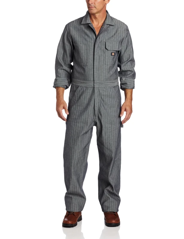 Dickies Men's Long Sleeve Fisher Stripe Cotton Coverall, Fisher Stripe, M Tall