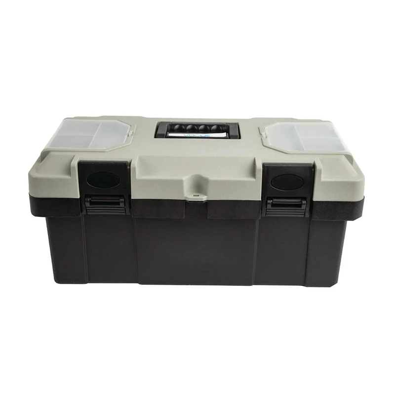 Vogue Knife Box 45 cm, Black & Grey, Strong Plastic Box, Holds Large Numbers of Knives (Sold Separately), Size: 455x240x210 mm, Removable Interior Tray, Lockable with Padlock (Not Included), CF701 - Image 1