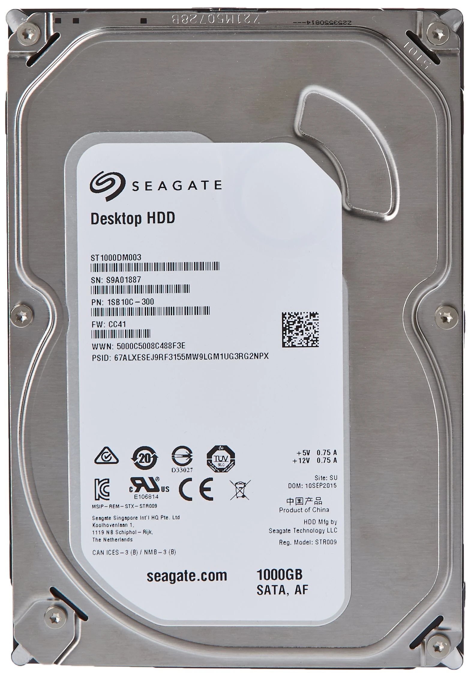 Seagate Barracuda ST1000DM003, 1TB SATA 3.5" Internal Hard Disk Drive - (6Gb/s, 7200rpm, 64MB Cache)