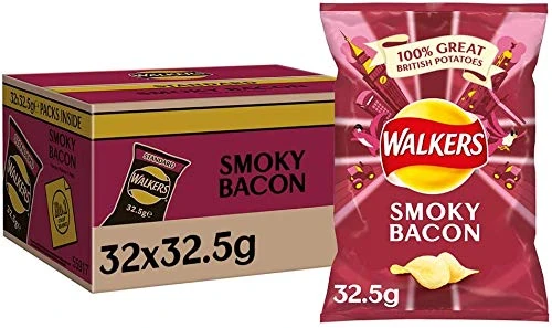 Walkers Crisp Smoky Bacon 32.5g Bags (Box of 32) - Image 1
