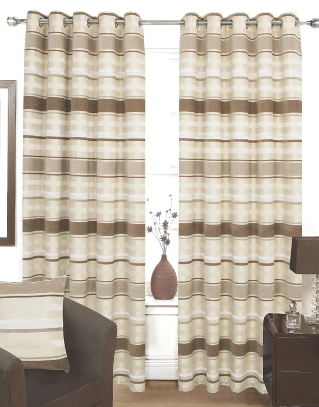 Rapport Home New York Eyelet/Ring Top Chenille Heavy Weight Lined Pair of Curtains, Polyester/Faux Silk, Cream, 66 x 72-Inch - Image 1