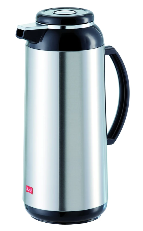 Melitta Vacuum Flask with screw cap, 1.9 L – c. 15 cups, glass flask, stainless steel, silver/black.