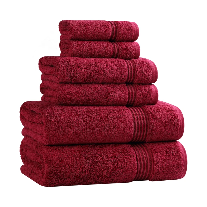 Superior Towel, Cotton, Burgundy, 6PC Set