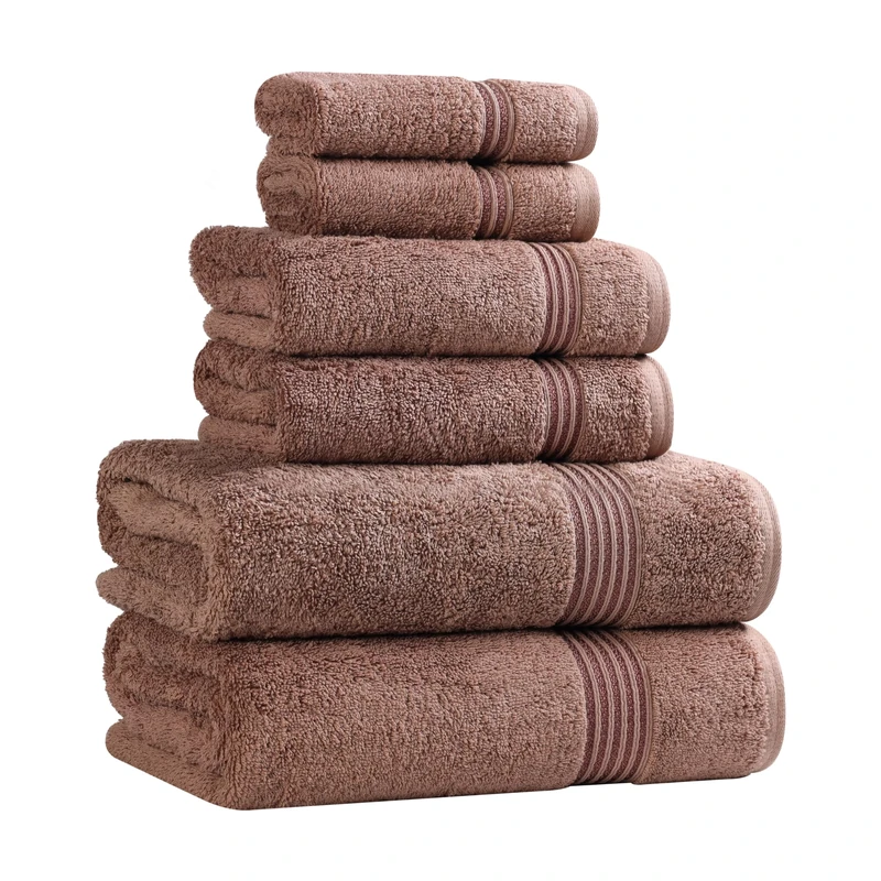 Superior, Cotton, Mocha, 6 Piece Towel Set