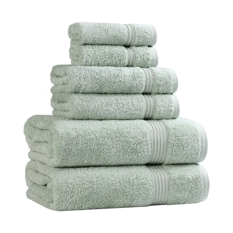 Superior, Cotton, Sage, 6 Piece Towel Set