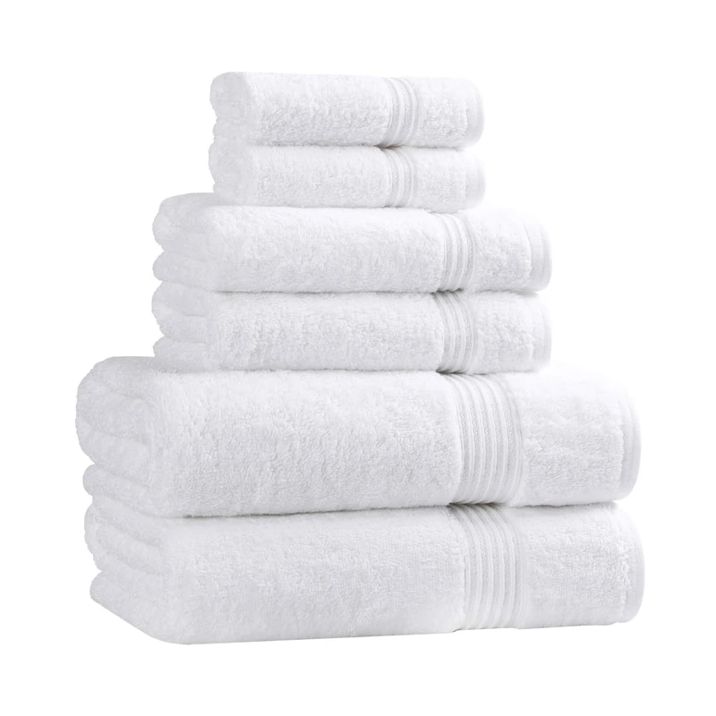 Superior Egyptian Cotton 6-Piece Towel Set, Bathroom Essentials, Towels For Bathroom, Apartment, Airbnb, Guest Bath, Face, Hand, Bath Towels, Washcloths, Absorbent, Fast Drying, White