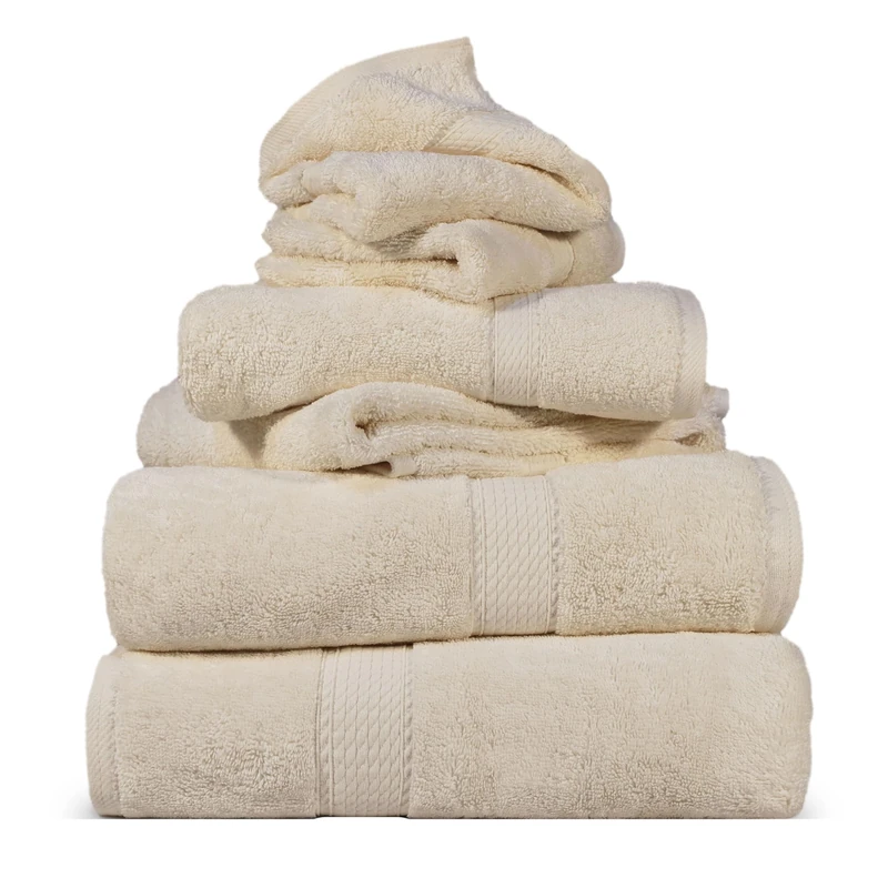 Superior 6 Piece Egyptian Cotton Towel Set Includes 2 Bath Towels, 2 Hand Towels, 2 Face Towels/Washcloths, Ultra Soft Luxury Towels, Thick Plush Essentials, Guest Bath, Spa