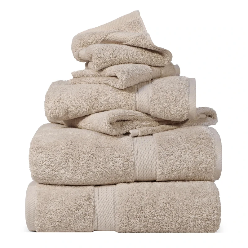 Superior 900 Madison TS Hand Towel Set, Cotton, Stone, 6 Piece Towel