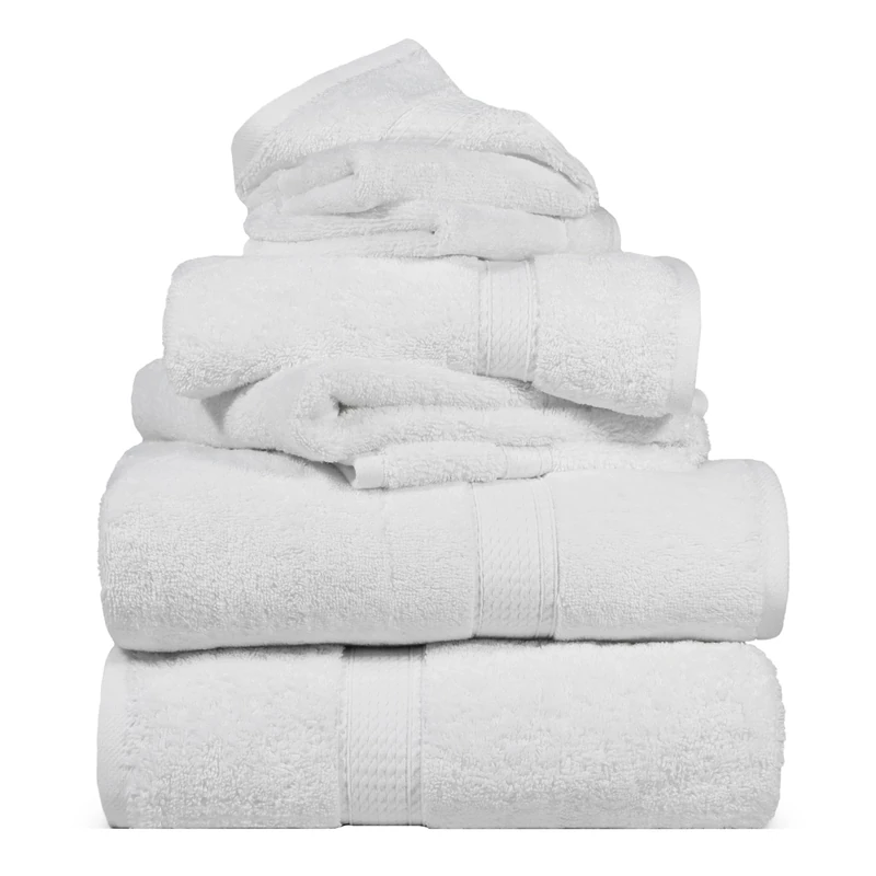 Superior 900 Gram 100% Premium Long-Staple Combed Cotton 6-Piece Towel Set, White - Image 1