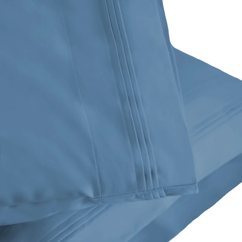 Home City, 100% Cotton, Bed Linen Set, Medium Blue - King Pillow