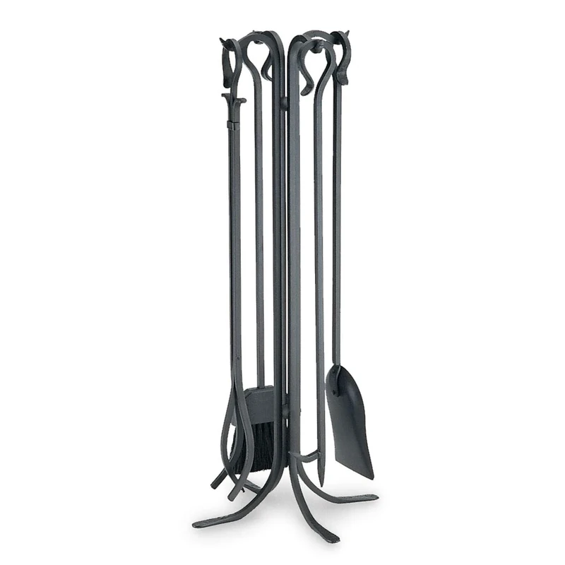 Pilgrim Set Fireplace Tools, Forged Iron, Matte Black, 33" Tall