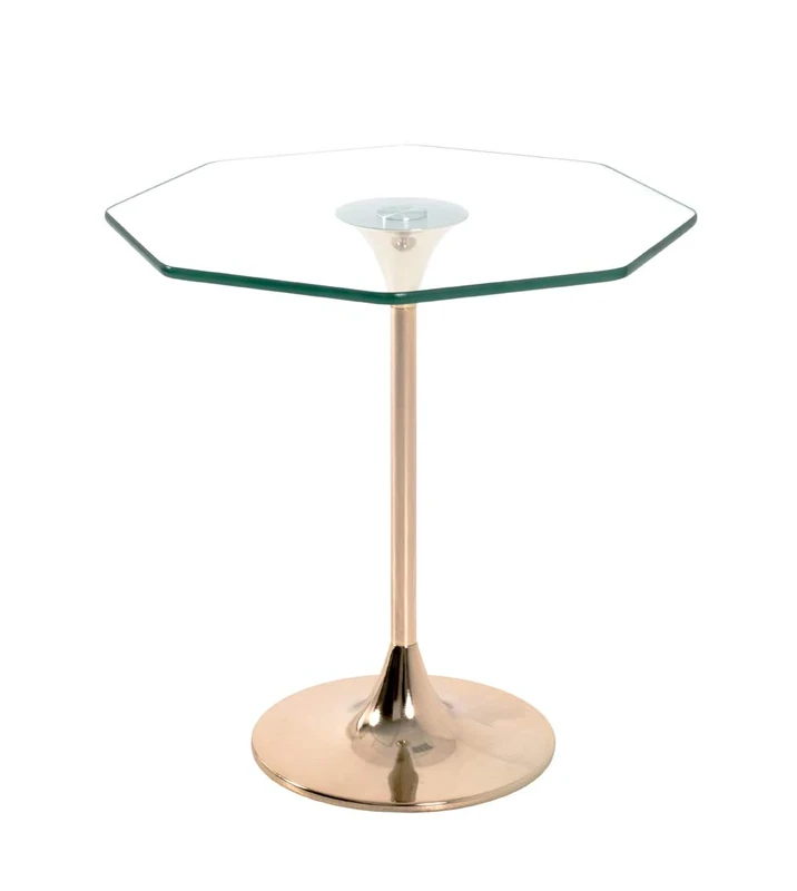 HAKU Möbel End Table Gold-Plated, Metal, Tempered Glass 8 mm - Size: W 45 cm X H 47 cm X D 45 cm, Style: Art Deco