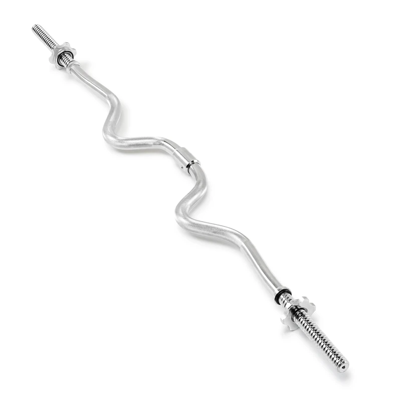 Marcy 2-Piece Threaded Super Curl Bar with Chrome Spin Lock Collars Free Weights Accessories for Home Gym SCB-248