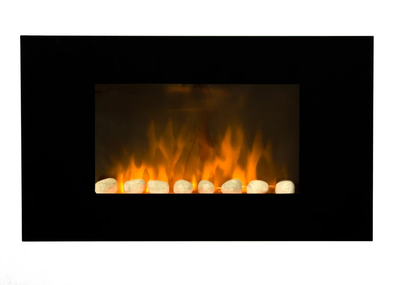 CHEMIN'ARTE Wall Fire, Volcano Wall Mounted Contemporary LEDs Electric Fireplace, Adjustable 2kW Heater with Glass Front, remote, 90x50cm